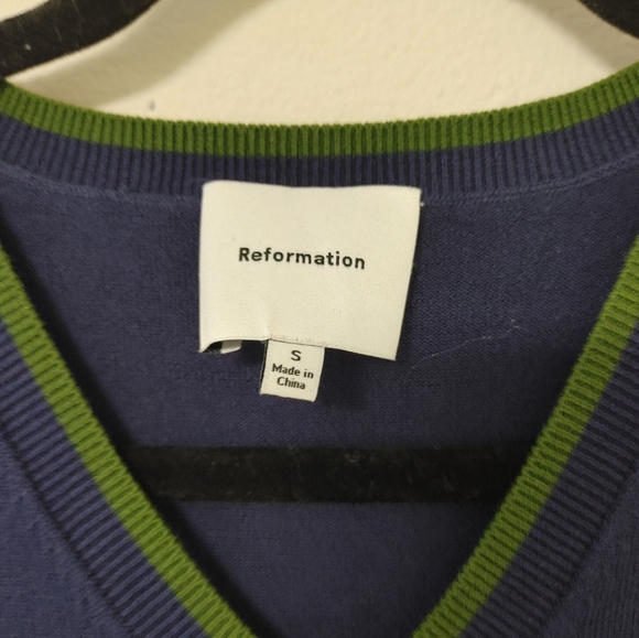 Reformation Navy and Green Mini Dress - Picture 8 of 11